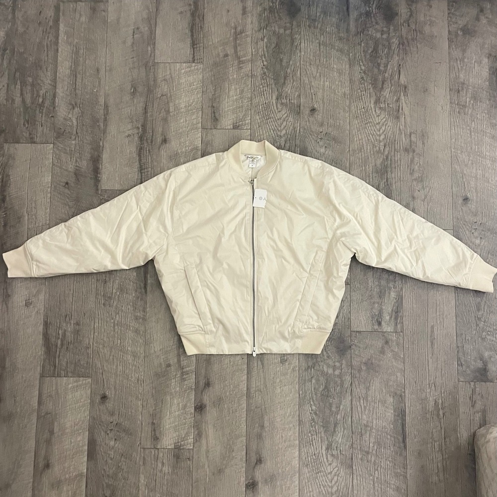 Athleta Womens Cream Off‎ White Full Zip Bomber Jacket Size M New With Tags